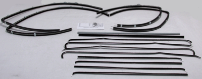 1955-1957 Bel Air Deluxe 2 Door Sedan Authentic Window Felts Whiskers Kit With Clipped Upper & Lower Channels (14pcs)